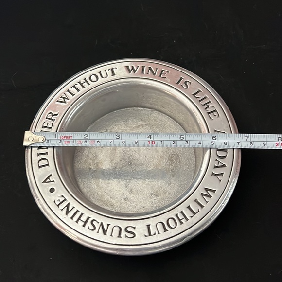 Vintage Wilton Columbia Pewter Wine Bottle Coaster, “A Dinner Without Wine…” - Picture 6 of 7